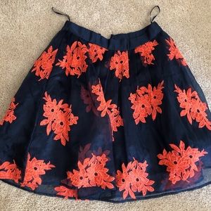 Anthropologie Maeve navy tulle pome blossom skirt